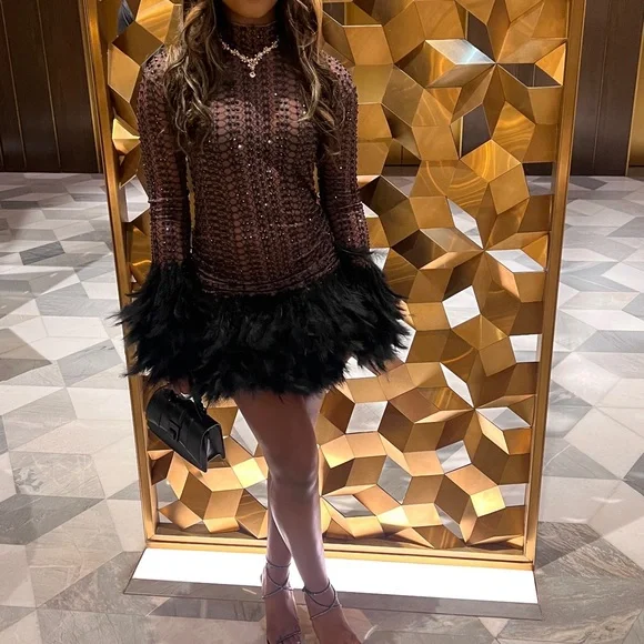 Dresses | Nude Dress With Feathers Only Worn Once For Birthday | Poshmark Dresses | Nude Dress With Feathers Only Worn Once For Birthday | Poshmark